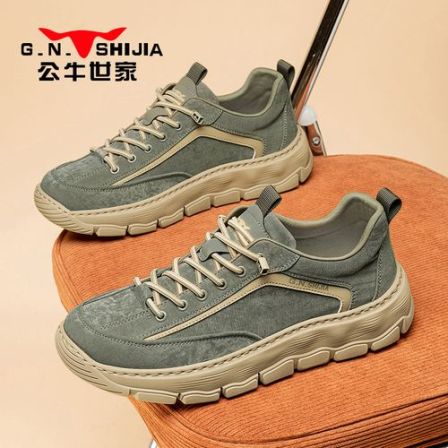 公牛世家春季男士帆布鞋运动休闲鞋时尚工装厚底男鞋百搭透气布鞋