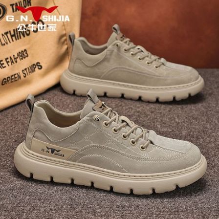 公牛世家男士布鞋夏季休闲男鞋户外工装厚底增高时尚帆布鞋子透气