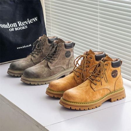 马丁靴男款2025新款高帮工装踢不烂大黄靴情侣同款中帮增高靴子