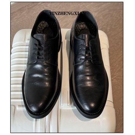尹政贤 尖头4cm厚底增高英伦风休闲男士德比皮鞋春秋休闲皮鞋女潮