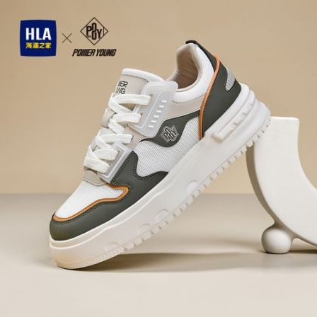 HLA/海澜之家男鞋PowerYoung系列拼接时尚潮流厚底网面休闲板鞋男