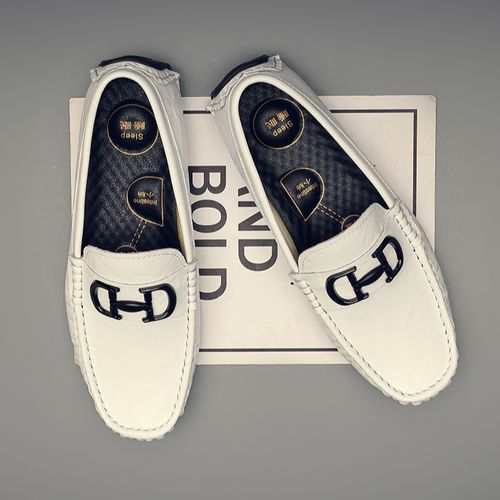 透气真皮豆豆鞋豆豆鞋懒人乐福鞋男士白色皮鞋休闲鞋商务男鞋百搭主图