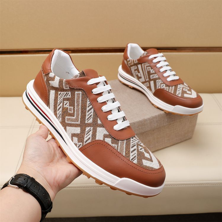 男鞋春季轻奢时尚百搭男士潮流运动休闲板鞋印花男士皮面潮鞋主图