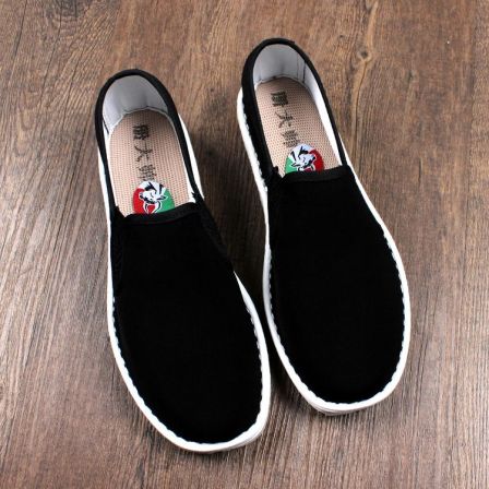 春季新款老北京布鞋男士手工千层底透气耐磨牛筋底一脚蹬轻便软底