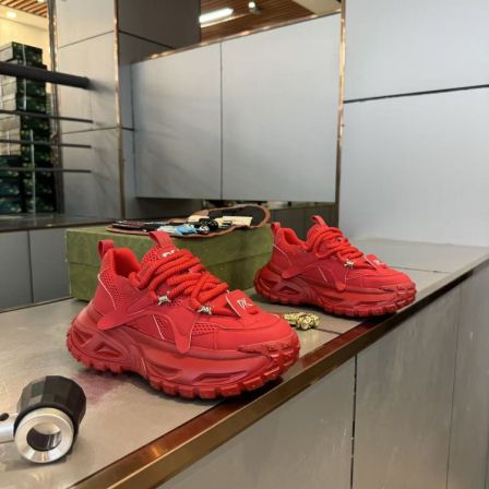 时尚百搭透气轻便增高老爹鞋2026鞋子新款男款复古红色潮流休闲鞋