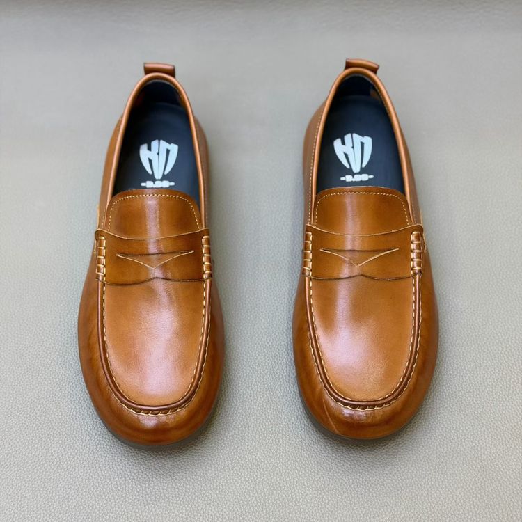 新款纯皮男士商务一脚蹬豆豆鞋百搭舒适软底时尚英伦风068-131主图