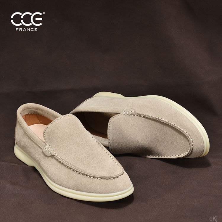 CCE牛皮商务风男士T6539轻便耐磨乐福鞋反绒皮男鞋软底懒人鞋男主图