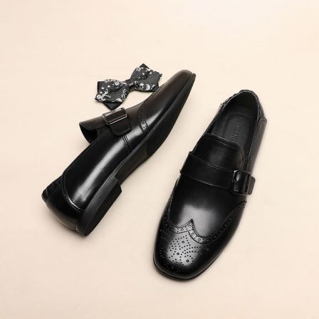 英伦商务休闲布洛克雕花复古男士皮鞋时尚百搭舒适透气孟克乐福鞋