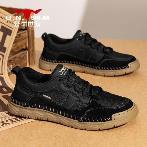 公牛世家春季男士品质休闲鞋软底软面布鞋男英伦手工户外休闲男鞋主图