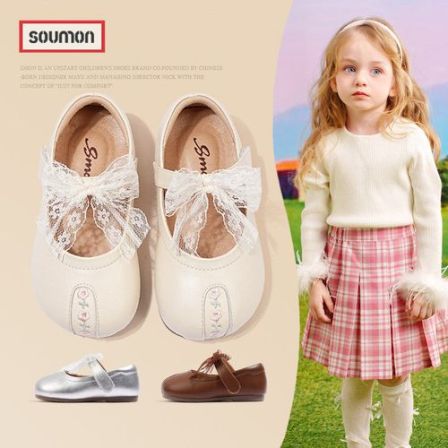 书萌女童小皮鞋蝴蝶结浅口单鞋透气2026春秋新款儿童公主鞋宝宝鞋