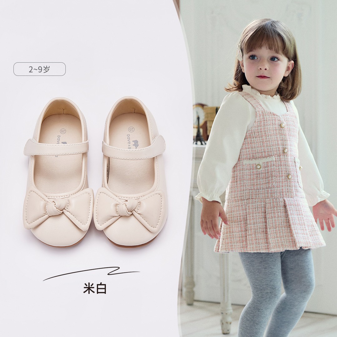 戴维贝拉春秋季皮鞋女中大童洋气演出鞋儿童软底公主鞋DB3241489主图