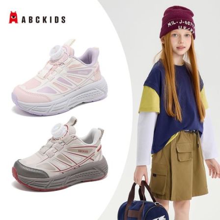 Abckids童鞋2026年春季女童网面透气运动鞋轻便儿童男防滑跑步鞋