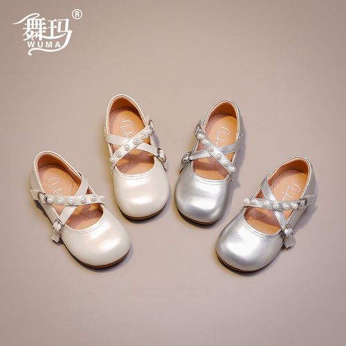 舞玛女童鞋儿童公主鞋2026新款春秋季珍珠单鞋配礼服小皮鞋537098主图