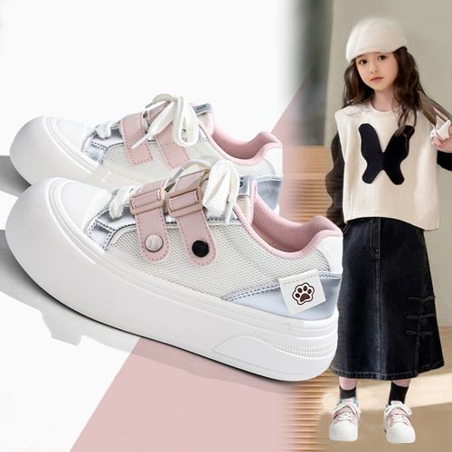 女童运动鞋2026春季新款透气轻便百搭女孩板鞋防滑学生儿童小白鞋主图