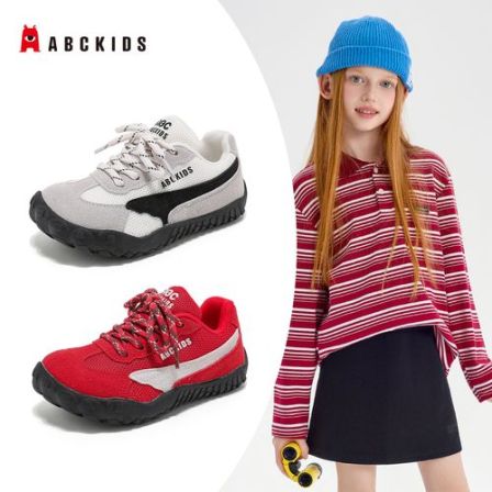 Abckids童鞋2026年春季女童网面透气运动鞋轻便儿童男防滑跑步鞋