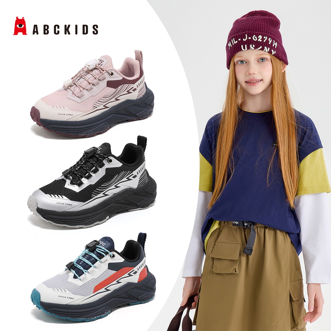 Abckids童鞋2026年春季男童网面透气运动鞋轻便儿童女防滑跑步鞋主图