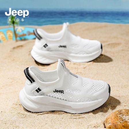 Jeep儿童夏季单网运动鞋户外超轻透气男童跑步鞋女童一脚蹬休闲鞋