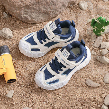 马克华菲旗舰店男童板鞋春季透气网面鞋轻便魔术贴中大童户外跑鞋