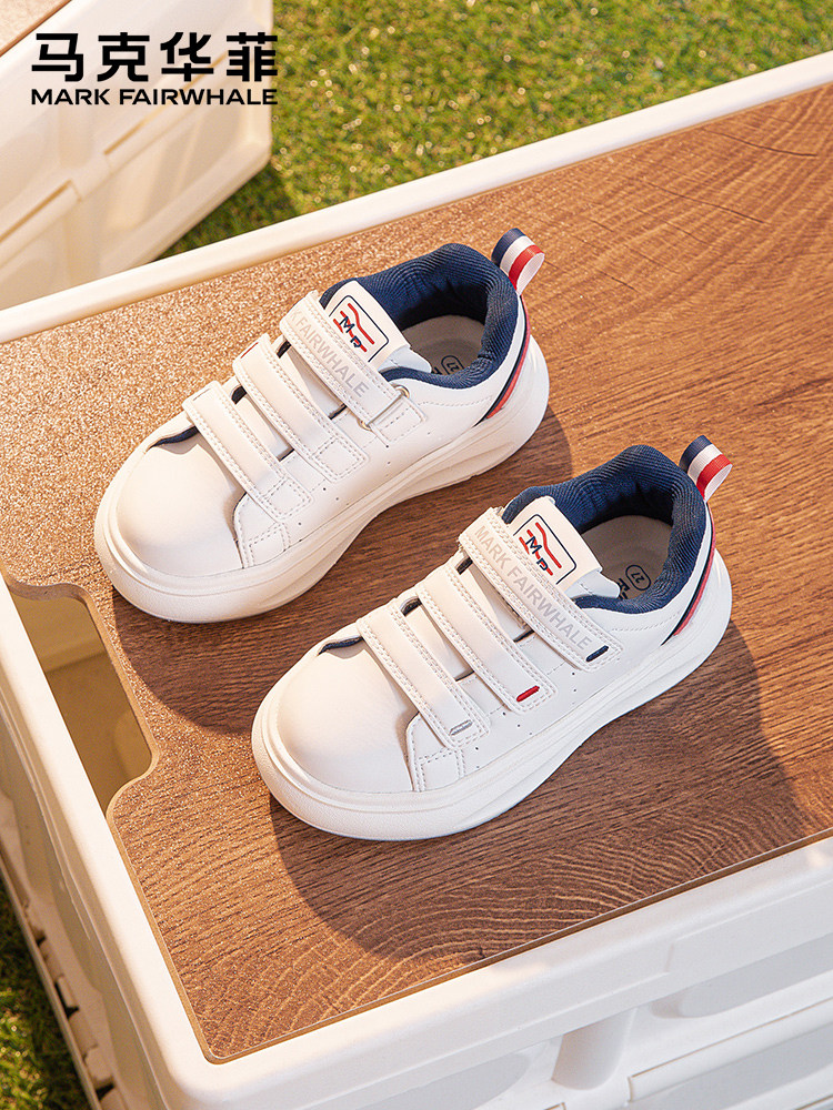 马克华菲春季新款男童板鞋轻便百搭校园小白鞋软底舒适儿童运动鞋主图
