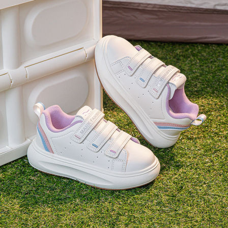 马克华菲女童板鞋春季新款百搭户外跑鞋软底圆头魔术贴儿童小白鞋