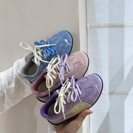 JBM 韩版儿童多巴胺彩色德训鞋春季新款男女学生休闲百搭防滑板鞋