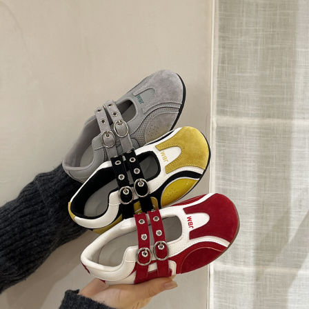 JBM 韩版女童玛丽珍拼色阿甘鞋2026春夏新款儿童软底百搭休闲单鞋