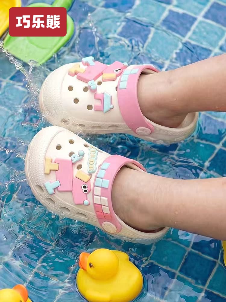 儿童拖鞋宝宝洞洞鞋夏季男女童包头凉拖婴幼儿室内家居防滑鞋主图