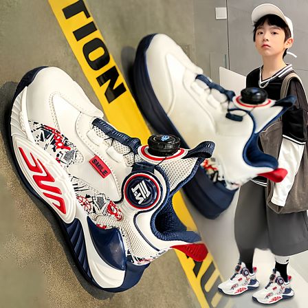 李宇新款男童鞋子2026春季儿童旋转扣透气运动鞋小学生减震篮球鞋