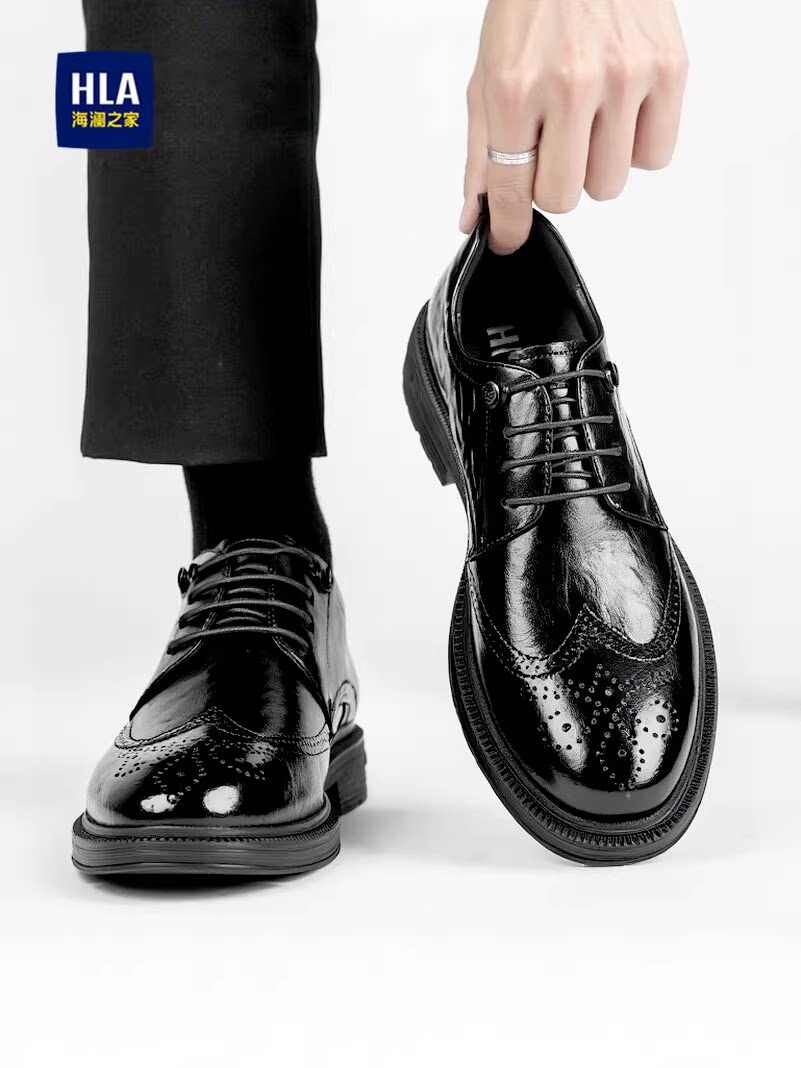 海澜之家男鞋2026春季新款增高新郎结婚商务正装百搭休闲皮鞋男款主图