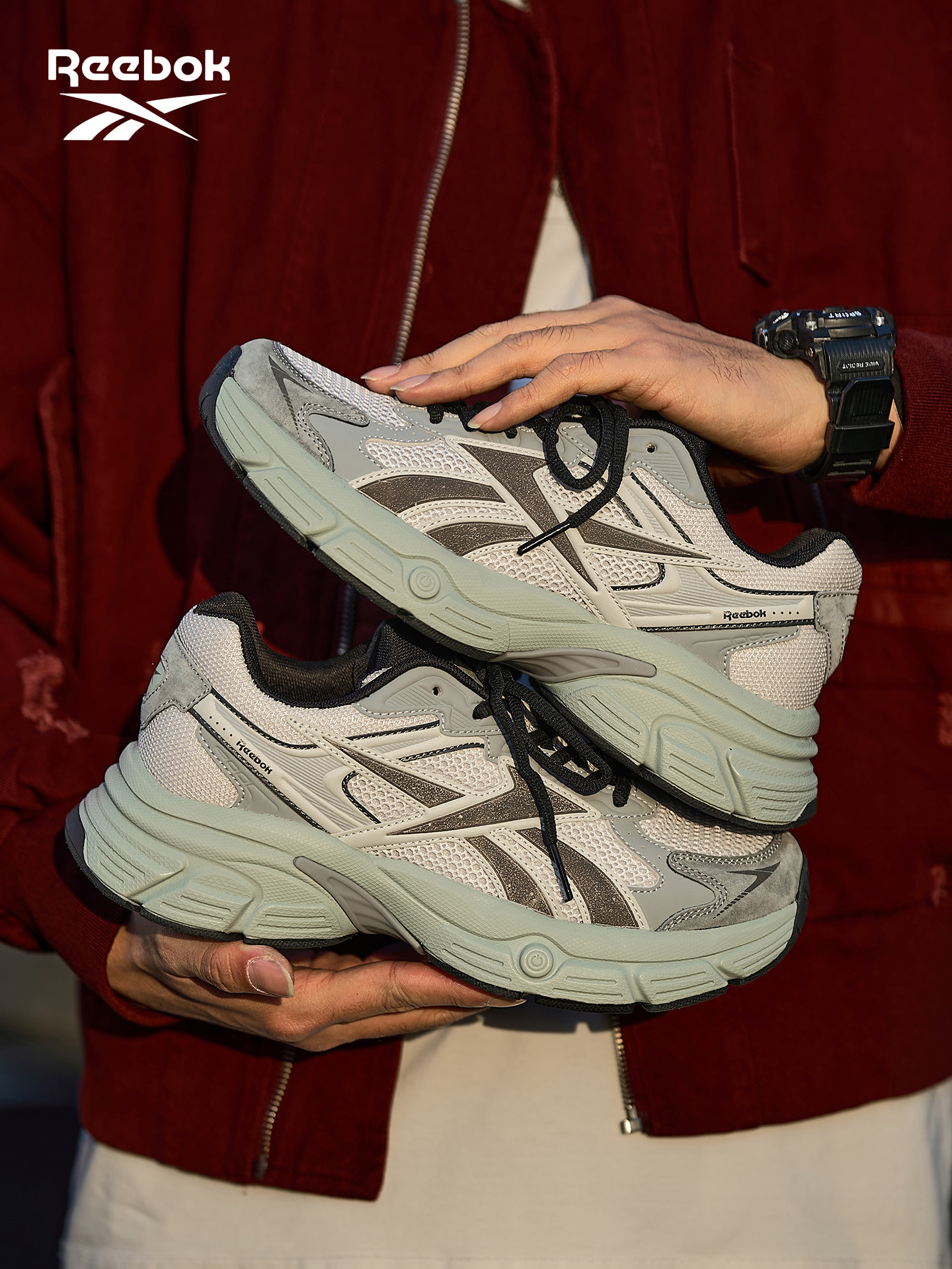 Reebok锐步男鞋2026新款春季潮牌男士百搭运动休闲透气网面老爹鞋主图