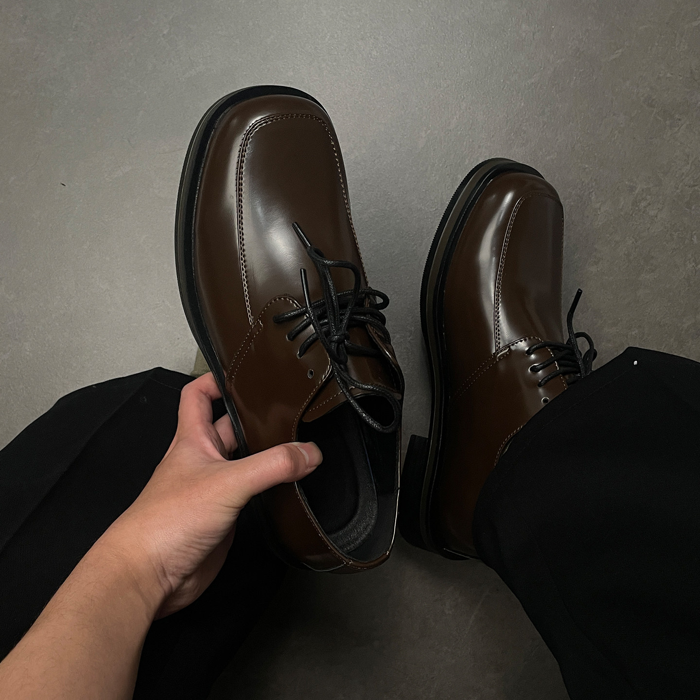 老钱风极简棕色方头德比男英伦休闲商务通勤厚底增高结婚新郎皮鞋主图