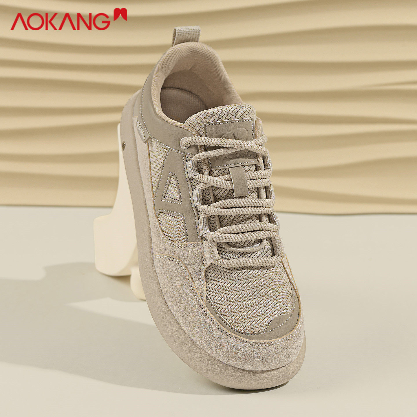 奥康正品德训鞋拼色网面阿甘鞋休闲运动透气耐磨百搭复古男士板鞋主图