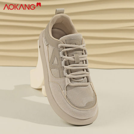 奥康正品德训鞋拼色网面阿甘鞋休闲运动透气耐磨百搭复古男士板鞋