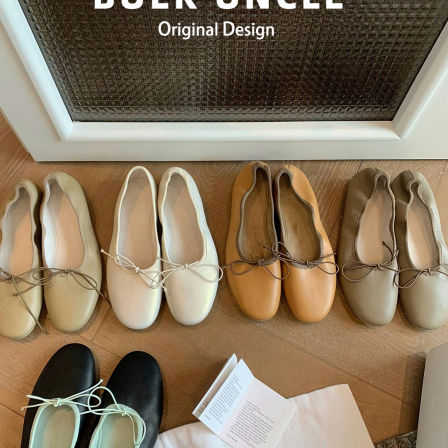 真皮~法式芭蕾舞单鞋女2026新款春季蝴蝶结彩色浅口通勤玛丽珍鞋