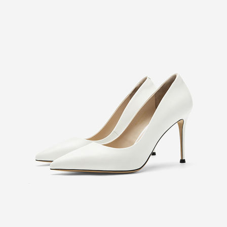 Nine West/玖熙真皮尖头高跟鞋女士职业气质女通勤风细跟浅口单鞋