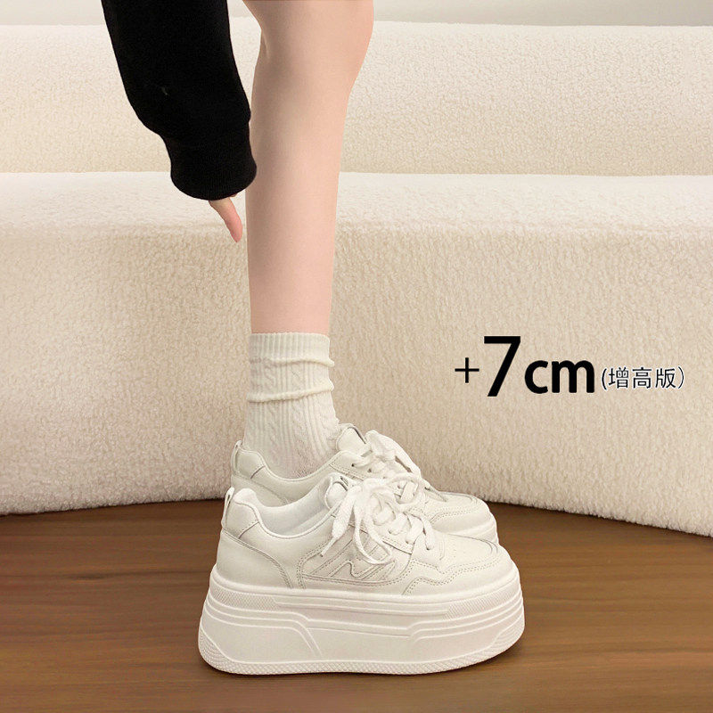 踩屎感百搭小白鞋女2026新款春季厚底增高7cm小个子休闲运动板鞋主图