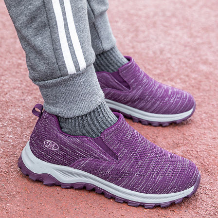 张凯丽老人鞋2026新款一脚蹬舒适休闲妈妈鞋飞织网面运动鞋健步鞋