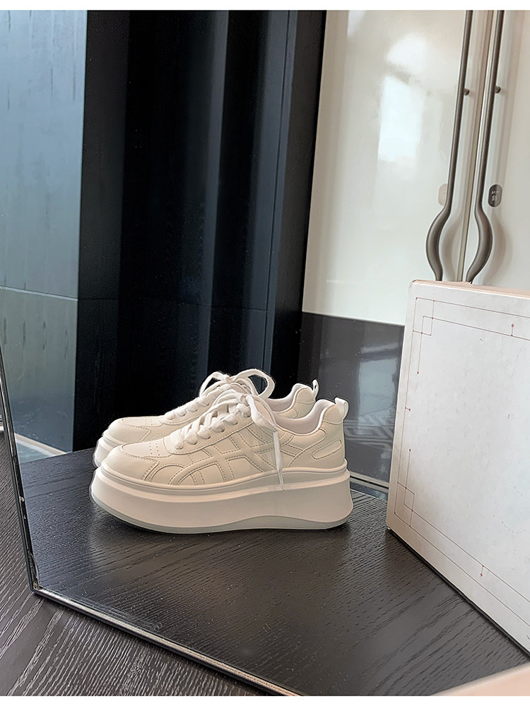 【苏茵茵】果冻鱼骨小白鞋~原创6.5cm厚底增高休闲鞋板鞋女小白鞋主图