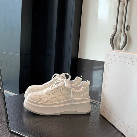 【苏茵茵】果冻鱼骨小白鞋~原创6.5cm厚底增高休闲鞋板鞋女小白鞋