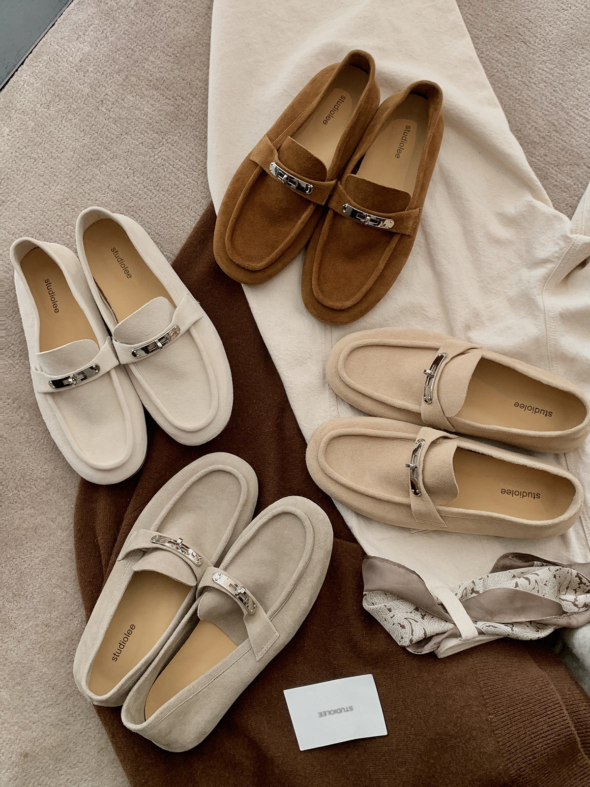 葡萄妈studiolee 2cm内增高~英伦风圆头羊猄厚底真皮乐福单鞋女春主图