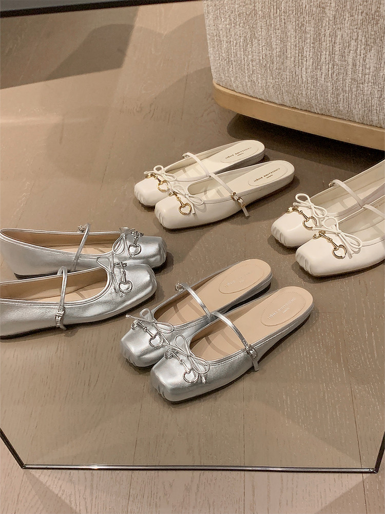 【苏茵茵】马衔扣芭蕾鞋~3cm内增高猪鼻子蝴蝶结玛丽珍拖鞋女单鞋主图