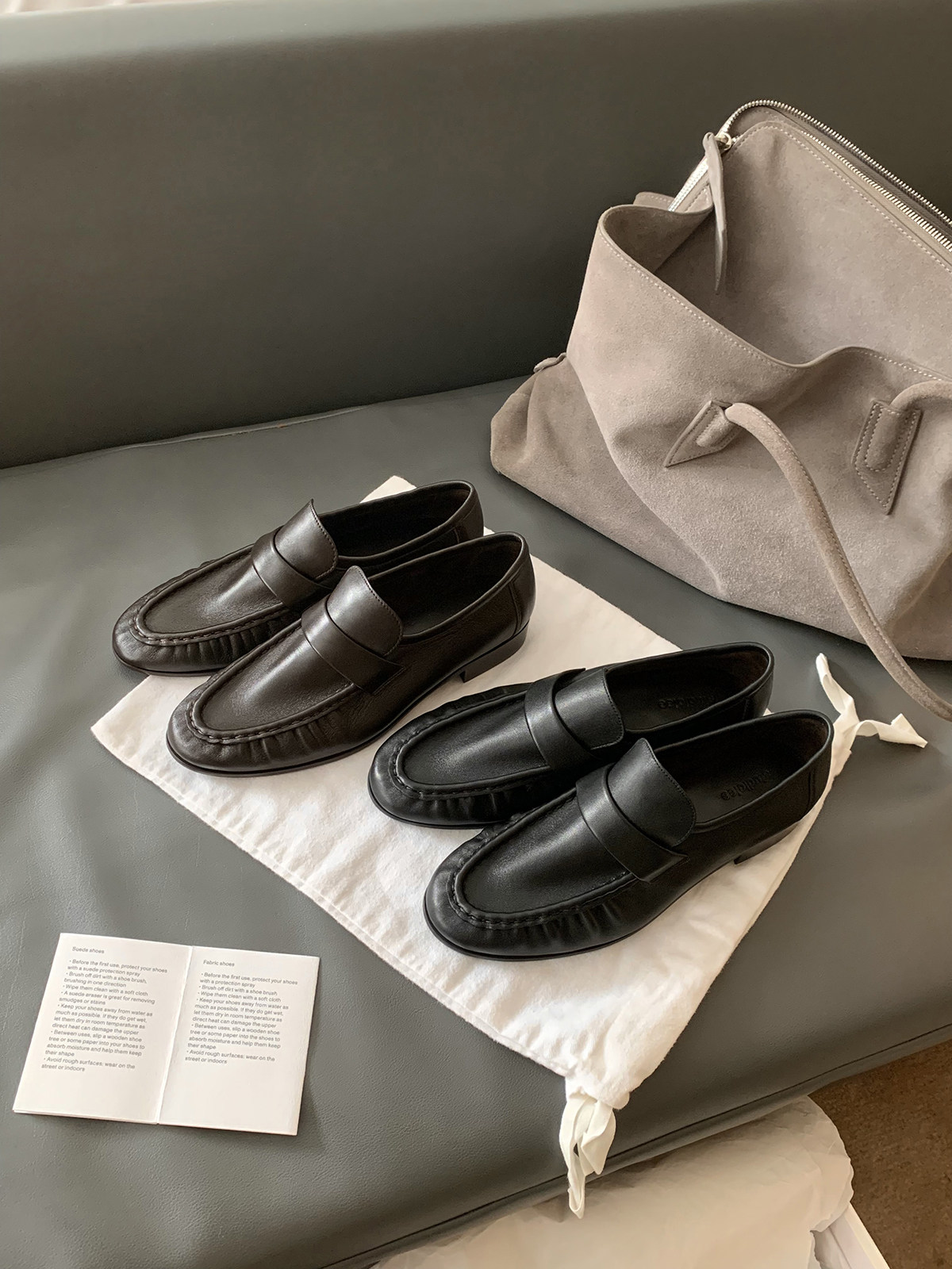 【黑标系列】葡萄妈studiolee 进口混种羊皮杏仁头褶皱粗跟乐福女主图