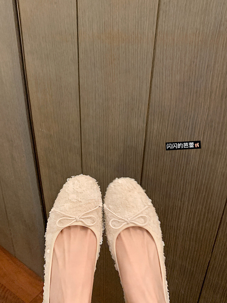 【sheii苏茵茵】天鹅芭蕾鞋~法式蝴蝶结珠片平底奶奶单鞋女晚宴ol主图