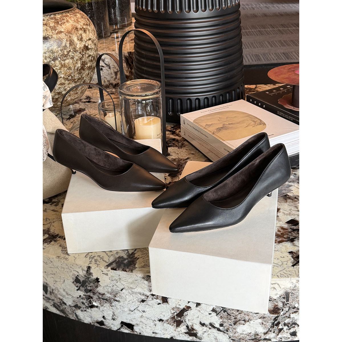 【黑标系列】葡萄妈studiolee 4cm小猫跟~进口混种羊皮小尖头单鞋主图