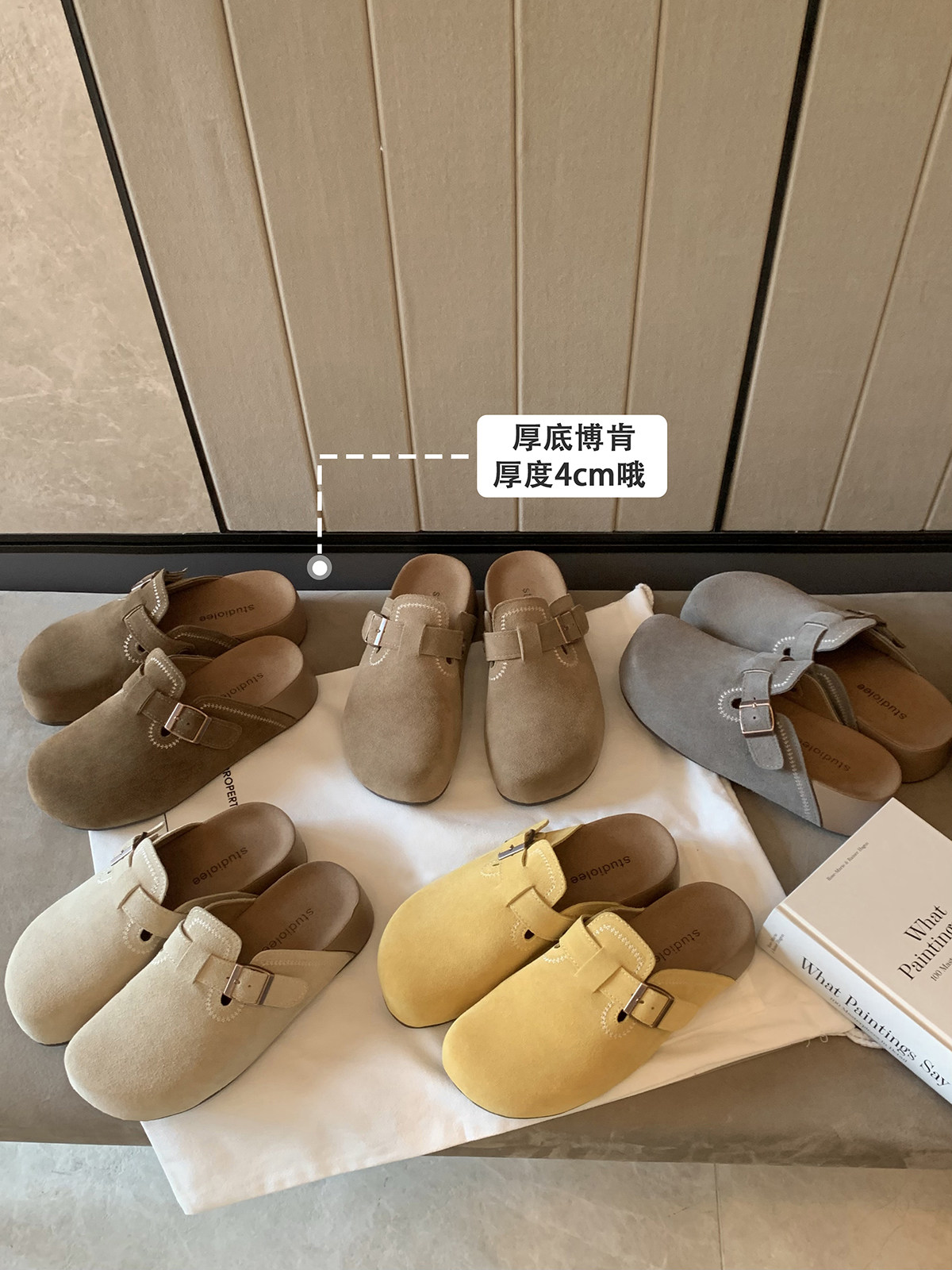 葡萄妈studiolee 增高4cm~春季新款芒果头扣带厚底勃肯半拖鞋女主图
