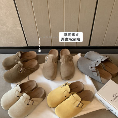 葡萄妈studiolee 增高4cm~春季新款芒果头扣带厚底勃肯半拖鞋女
