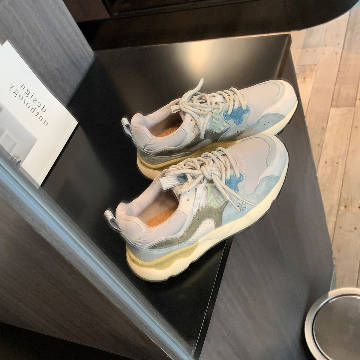 葡萄妈studiolee 4.5cm~厚底韩系复古撞色系带增高休闲运动鞋女主图