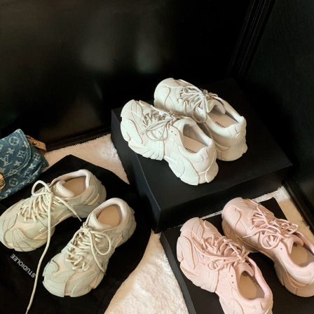 葡萄妈studiolee 6cm厚底~春季透气网面运动风系带八爪鱼老爹鞋女