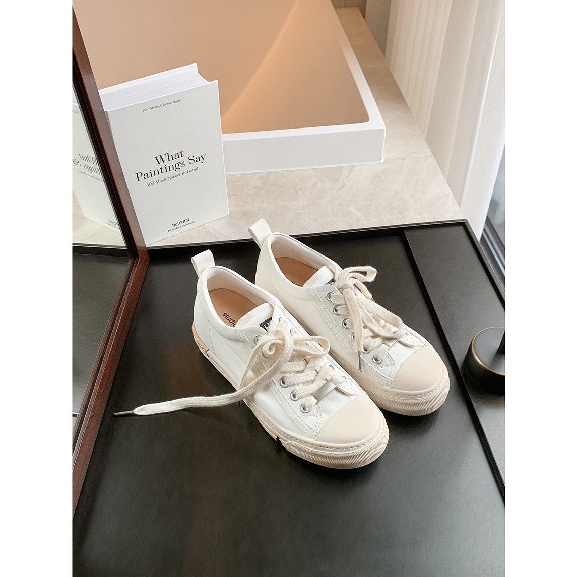 葡萄妈studiolee 增高5cm~马皮做旧圆头系带厚底休闲小脏鞋板鞋女主图