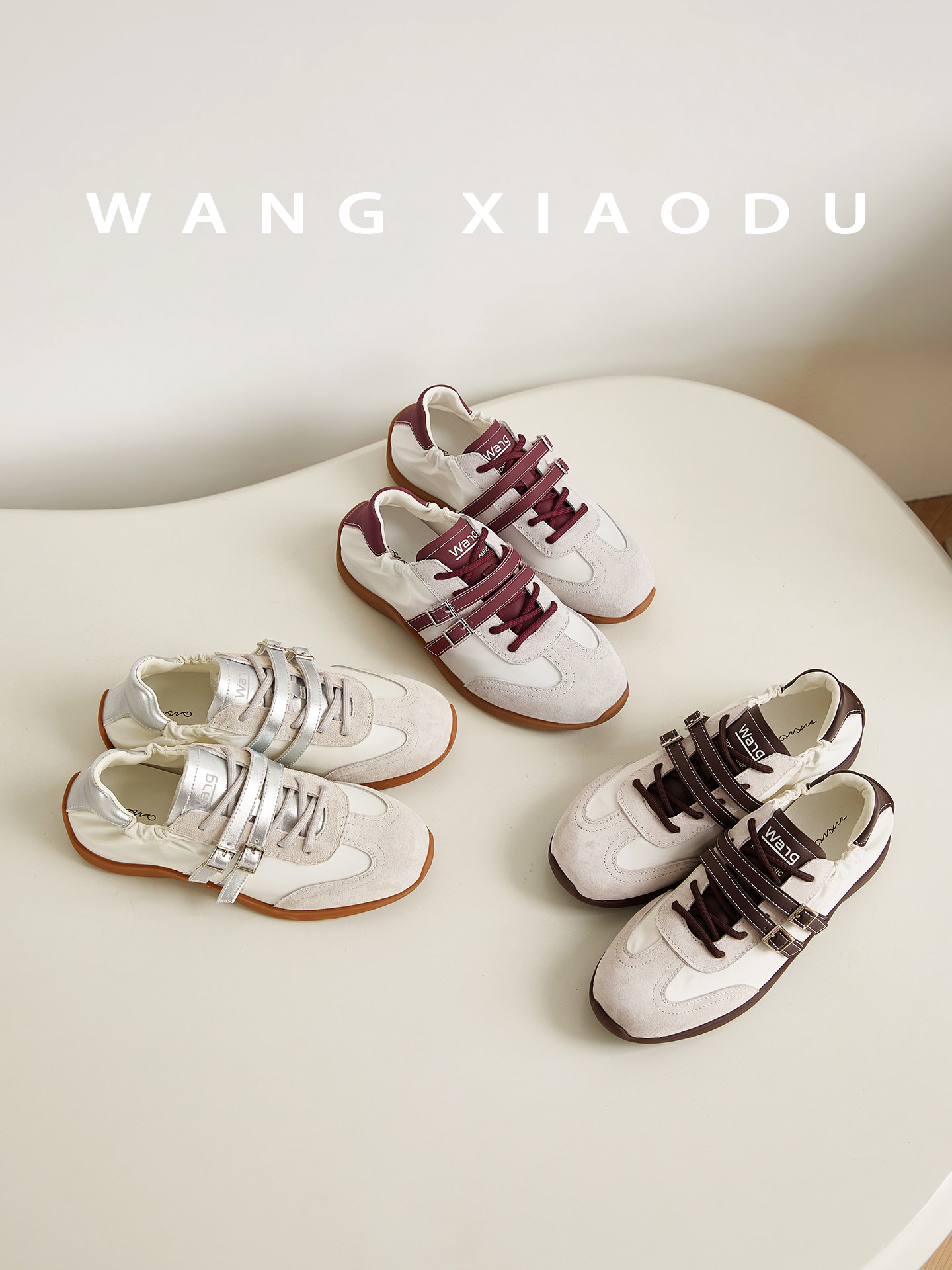 原创【王小毒】步调●3.5cm内增芭蕾德训鞋女薄底复古运动休闲鞋主图